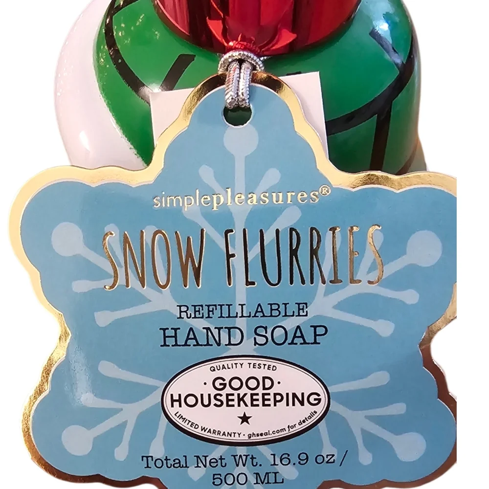Snowman Soap Dispenser with Green Scarf and Red Hat